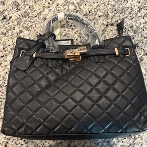 Badgley Mischka Black Quilted Satchel